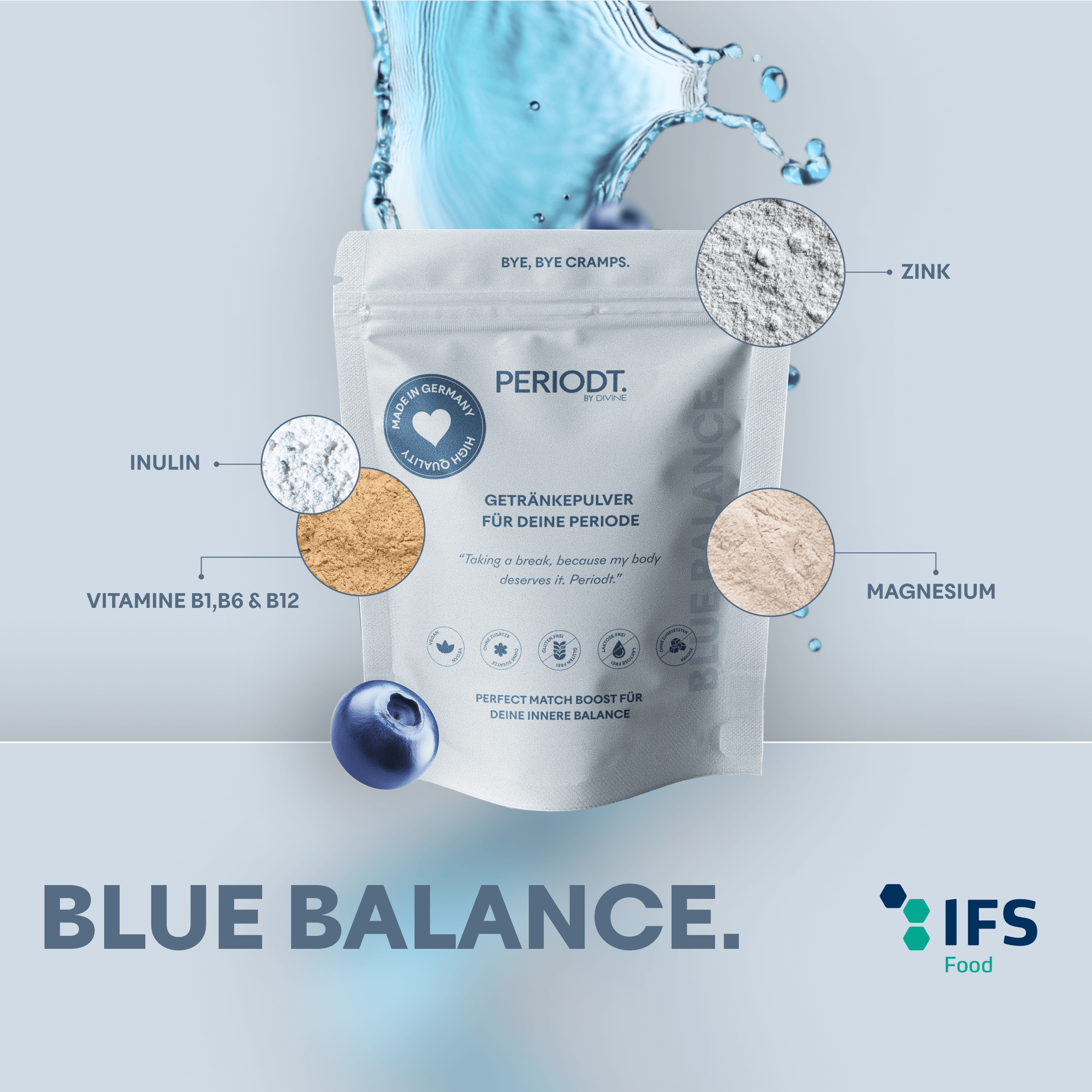 Blue Balance Getränkepulver – Zyklusunterstützung mit natürlichem Geschmack für deine Periode